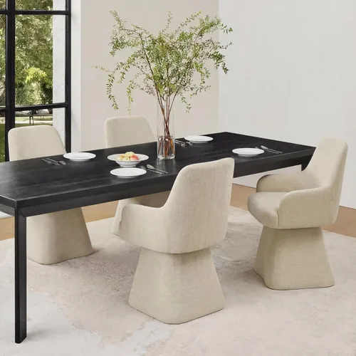 Miniatura 22 de KISLOT Juego de 4 sillas de comedor giratorias, tapizadas de mediados de siglo con respaldo alto, sillas de cocina de tela de lino para comedor, Una