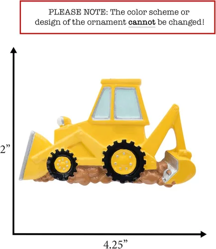 Miniatura 2 de Adorno de Navidad personalizado para retroexcavadora 2026, personalización gratuita Excavadora amarilla, excavadora poderosa, adorno de excavadora