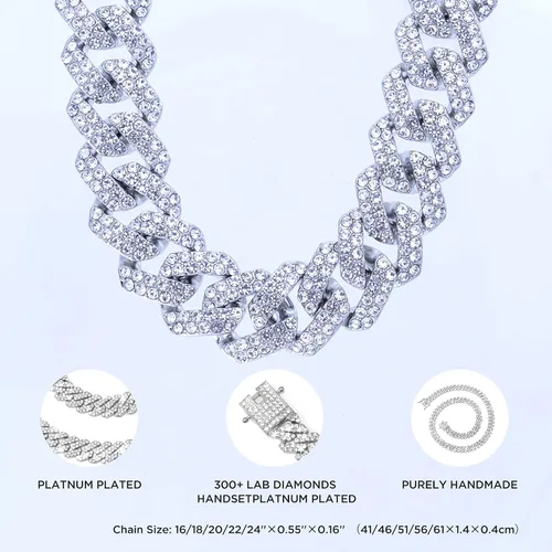 Miniatura 5 de nkjegol Cuban Chain Necklaces SilverGold Cuban Link Chains Mens Iced Out Miami Bling Diamond Hip Hop Jewelry for Women