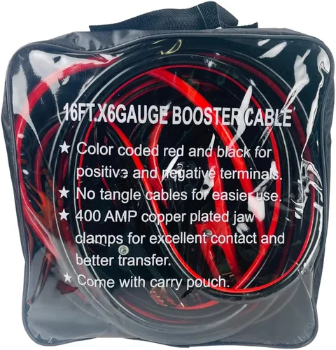 Miniatura 7 de Cable de refuerzo de calibre 6 de 16 pies Abrazaderas codificadas por colores Chapado en cobre de 400 amperios Sin enredos Bolsa