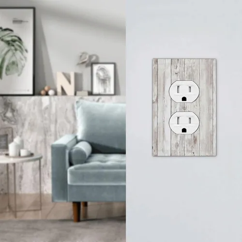 Miniatura 1203 de Placa Decorativa de Pared de Granja Rústica con Cuerno de Madera para Puerta de Granero 1 Banda Duplex Cubiertas de Toma Eléctrica Soltera