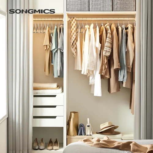 Miniatura 2 de SONGMICS Perchas para Abrigos, Paquete de 100 Perchas de Plástico para Abrigos, que Ahorran Espacio, Gris Claro y Gris Oscuro UCRP050G100 Gris claro