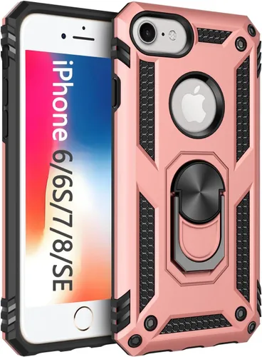 Miniatura 11 de Korecase Funda para iPhone 8, protección de cámara, armadura militar, doble capa, soporte compatible con iPhone 6 6s y iPhone 7 8, color negro