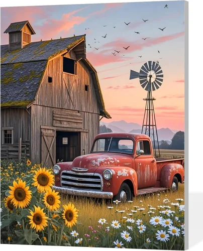 Miniatura 8 de ACANDYL Kit de pintura de flores por números para adultos principiantes pintura por números para adultos, lienzo de clavel, pintura por números