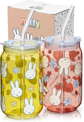 Miniatura 11 de Dragon Glassware x Barbie La Película - 16 oz Tazas de vidrio con tapas y popotes, Juego de 2 - Tazas de café helado con tapas - Vaso de vidrio