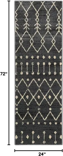 Miniatura 2 de WESTLOOM Alfombra de pasillo de 2 x 6 pies, diseño de enrejado marroquí, alfombra larga con acento oriental, alfombra larga para interiores