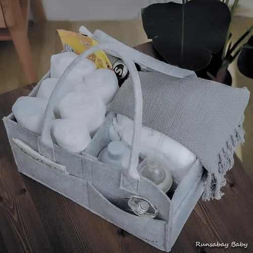 Miniatura 5 de Organizador Caddy de Pañales para Bebé, Cesta de Almacenamiento Portátil de Artículos Esenciales para Bebé para Mesa de Cambio, Cesta para Coche