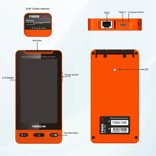 Miniatura 5 de Probador de fibra óptica OTDR 1310/1550nm 32dB/30dB 150KM multifunción OTDR VFL OPM OLS mapa de eventos RJ45 Seguimiento de cable con control remoto