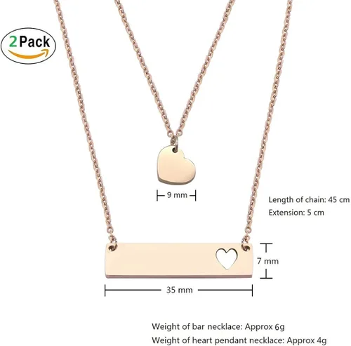 Miniatura 5 de JJTZX - Juego de collares dijes de corazón y de orificios en forma de corazón para mamá e hija (s)