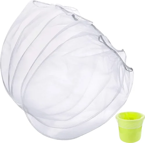 Boao Bolsas de filtro de pintura, bolsas de filtro de pintura de malla fina blanca, filtro de cubo desechable con parte superior elástica para