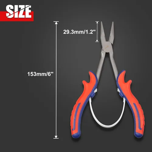 Miniatura 7 de Alicates de punta larga de 6 pulgadas de largo alcance con mandíbulas dentadas para pesca, envoltura de alambre, espacios estrechos de difícil