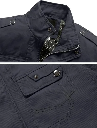 Miniatura 4 de Wantdo chaqueta cierre frontal liviana cuello parado de algodón para hombre