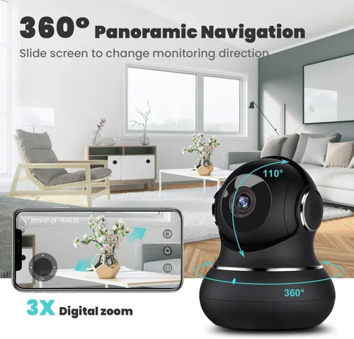 Miniatura 8 de litokam Cámara de seguridad interior 2K, cámaras de 360° para seguridad del hogar en interiores con detección de movimiento, cámara para mascotas