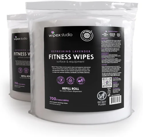 Miniatura 11 de Wipex Repuesto de toallitas de gimnasio a base de plantas, verificado por EWG, 700 unidades, limpiador de gimnasio de 8 x 8 pulgadas para equipos