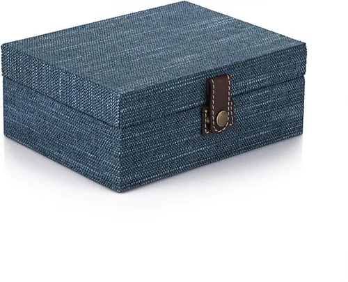 Miniatura 9 de Hipiwe Caja del cofre del tesoro, caja de joyería decorativa de madera con cierre, caja de recuerdos, caja rectangular organizadora de joyas, caja