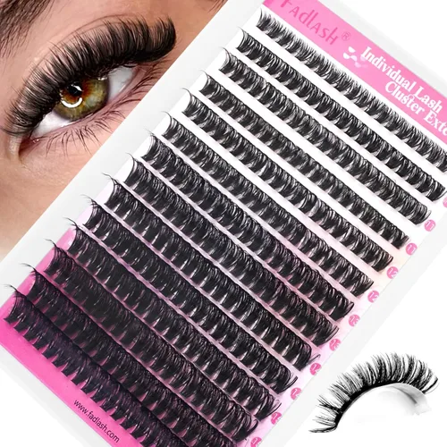 Miniatura 34 de Extensiones de pestañas en racimo 20D, bandeja mixta con pestañas individuales en racimo, de visón negro, para colocar en casa, maquillaje