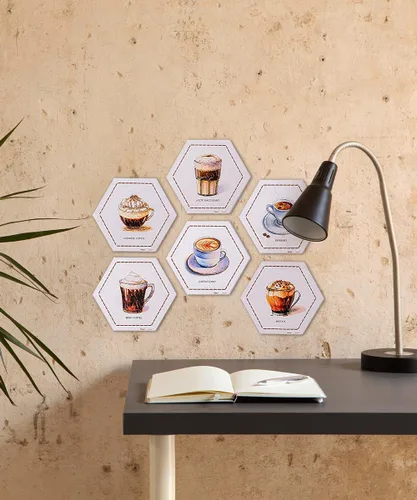 Miniatura 4 de Pintoo Juego de rompecabezas de azulejos de pared, serie Coffee Time, seis de 56 piezas de azulejos de pared crean pantallas 3D con tiras