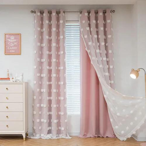 Miniatura 35 de Mysky Home Cortinas de doble capa, dormitorio, traslúcidas, opacas, habitación de niños, comedor, guardería, ojales, oscurecer la habitación, 52 x