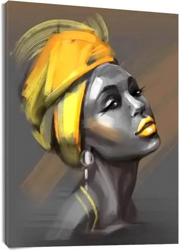 Miniatura 34 de LB Arte de pared de mujer afroamericana, mujer negra con cabello dorado, impresiones de pintura abstracta, belleza moderna negra y dorada para sala