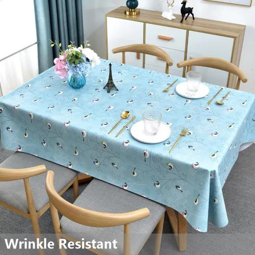 Miniatura 3 de JZY - Mantel de vinil resistente para mesa de cocina o comedor - Mantel de PVC lavable para mesa rectangular Aves-2