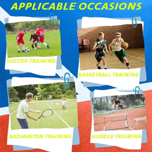 Miniatura 4 de Vallas ajustables con bolsas de transporte, equipo de entrenamiento de agilidad desmontable con escala, valla de práctica de fútbol, vallas de salto