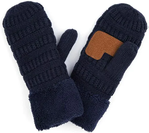 Miniatura 3 de ScarvesMe Conjunto de guantes de punto con forro polar sherpa cálido de invierno para mujer