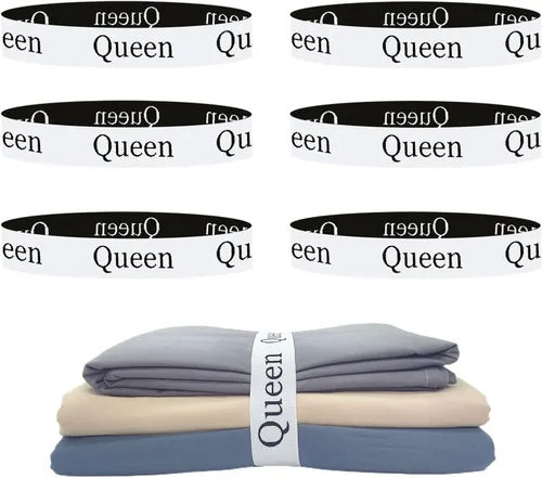 6 Piezas Bandas Organizadoras de Sábanas, Organizadores de Sábanas y Bandas de Etiquetas de Almacenamiento, Etiquetas de Sábanas para Ropa de Cama,
