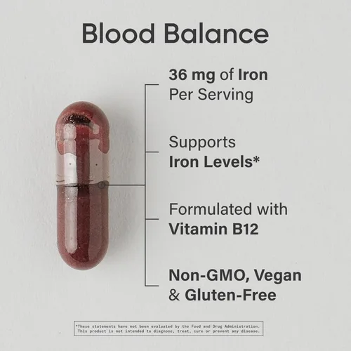 Miniatura 2 de Sports Research® Suplemento de hierro para el equilibrio sanguíneo – 36 mg de hierro + folato y vitamina C para absorción – Soporte de glóbulos