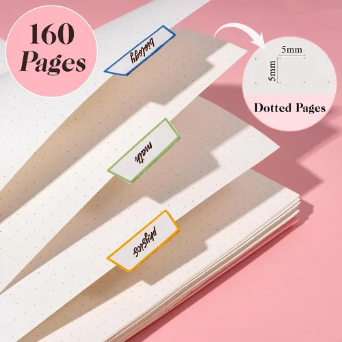 Miniatura 3 de Cuaderno de espiral de cuadrícula de puntos, tamaño A5, 160 páginas, cuaderno de papel grueso, cuaderno de plástico de tapa dura de 5 x 7 pulgadas