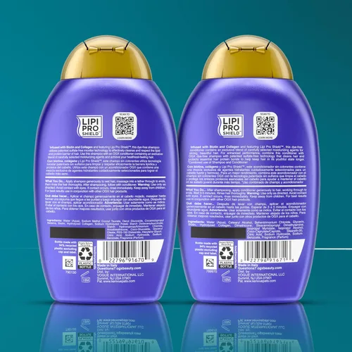 Miniatura 9 de OGX Espeso y Abundante + Biotina y Colágeno para Volumen y Cuerpo del Cabello, Champú y Acondicionador Voluminizador Sin Sulfatos para Cabello Fino