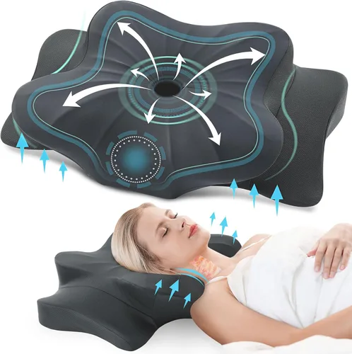 Miniatura 14 de DONAMA - Almohada cervical ortopédica para alivio de dolor del cuello, espuma viscoelástica contorneada, soporte ergonómico para dormir de lado