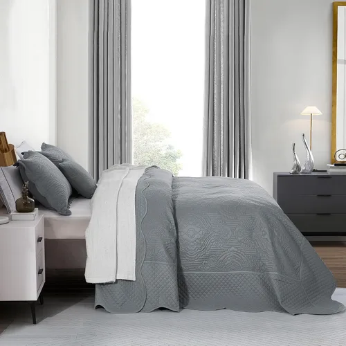 Miniatura 3 de HZ & HY Colcha extragrande King de 128 x 120 pulgadas, extra ancha, juego de ropa de cama ultrasónica, edredón ligero y delgado, reversible, 5 3