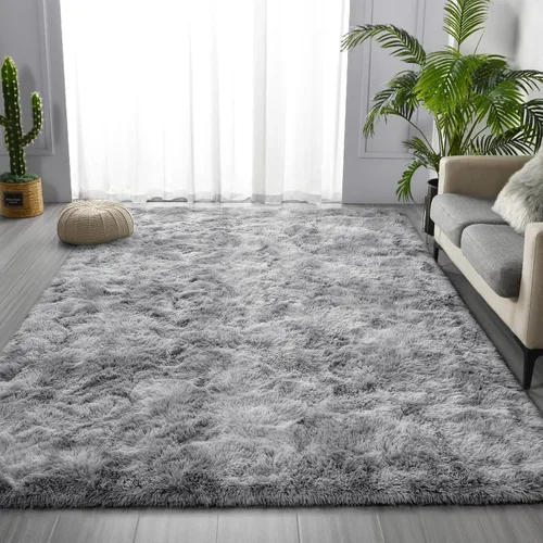 Miniatura 2 de Deerhoo - Alfombra de área, estilo shag, 4 x 6 pies, con teñido anudado, alfombra mullida y ultrasuave para sala de estar, alfombra de pelo