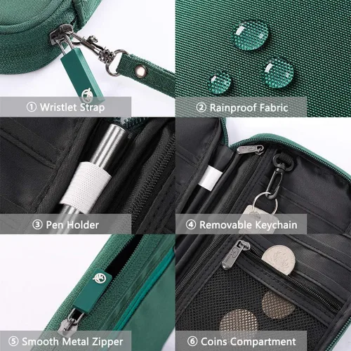 Miniatura 27 de VanFn Cartera RFID para pasaporte de viaje, soporte para pasaporte familiar, organizador de documentos de viaje serie P.Travel (nailon, gris)