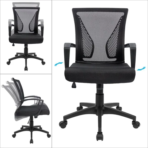 Miniatura 6 de Furmax Silla de oficina ergonómica de escritorio para computadora, silla de malla, respaldo medio, soporte lumbar giratorio con reposabrazos