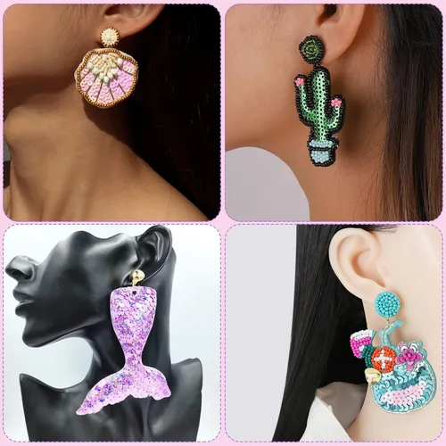 Miniatura 4 de Cuentas surtidas para la fabricación de joyas, cuentas de tubo de cristal para corneta, lentejuelas sueltas, varios tamaños para manualidades