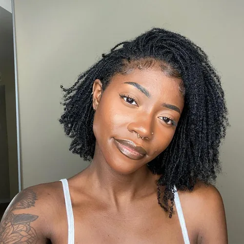Miniatura 37 de Extensiones de cabello humano Loc de 0.2 cm de ancho, 4 pulgadas, 30 hebras, negro natural 100% completamente hechas a mano, extensiones