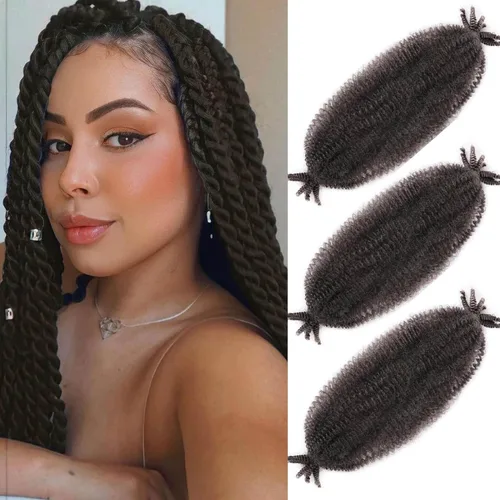 Miniatura 58 de Cabello afro elástico y trenzado de 30 pulgadas 2 paquetes, cabello preesponjado y trenzado elástico pre-estirado para extensiones de cabello suave
