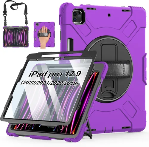Miniatura 18 de Funda para iPad Pro de 12.9 2022/2021/2020/2018: Funda para iPad Pro 12.9 6ª/5ª/4ª/3ª generación con protector de pantalla, soporte para lápices