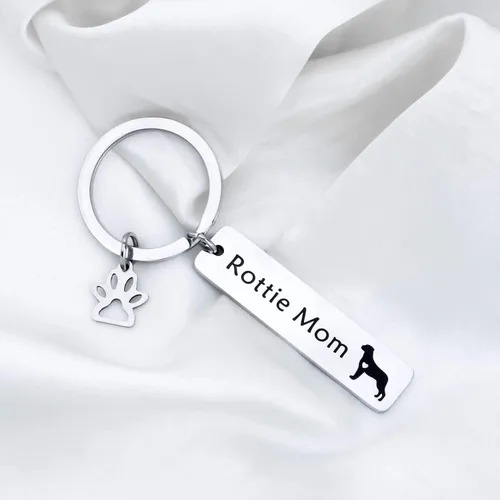 Miniatura 4 de LQRI Rottweiler Rottie Mom Rottie Dad Kechain Set de joyería para perros y mascotas, regalo Rottie para Rottweiler Rottie Mamá Papá, Metal, Acero