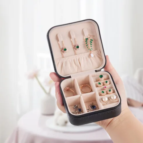 Miniatura 4 de Estuche de joyería de viaje, caja organizadora de joyas, organizador de joyas organizador de anillos pequeños de viaje, organizador de collar