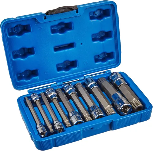 Miniatura 2 de J&R Quality Tools - Juego de llaves de vaso de 4 pulgadas extra largas XZN de triple cuadrado, acero S2, juego de 10 piezas