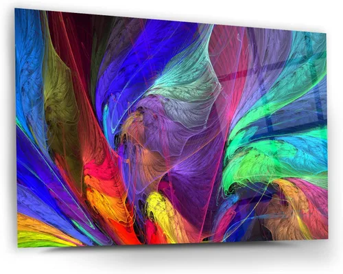 Arte de pared de vidrio con temática de ondas coloridas, decoración de pared para el hogar, sala de estar, entrada, dormitorio, decoración de color