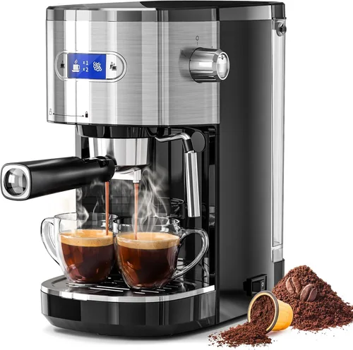 Kismile Máquinas de espresso de 20 bares, máquinas de espresso semiautomáticas con espumador de leche, varita de vapor y cápsulas, fabricantes