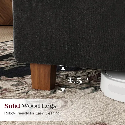 Miniatura 6 de PaPaJet Base de cama Queen con cabecera de ala de 61.4 pulgadas de alto, plataforma tapizada de terciopelo con acolchado de botones profundos,