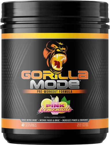 Miniatura 15 de Gorilla Mind Pre entrenamiento - Bombas masivas de energía de enfoque láser - L-citrulina, creatina, L-tirosina, betaína, hidroprime, alfa-GPC, 400