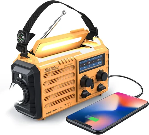Miniatura 10 de Raynic - Radio meteorológica NOAA, radio de emergencia solar con manivela de 5000 mAh/18 500 mWh, radio portátil a batería con AM/FM/SW/NOAA