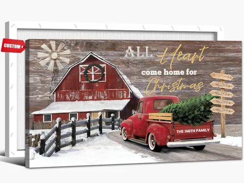 Miniatura 7 de GUTTATY Arte de pared en lienzo de Navidad personalizado, impresiones de lienzo personalizadas con apellido y señales, póster de decoración de pared
