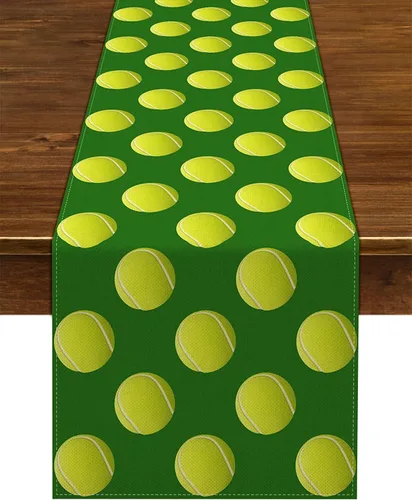 Miniatura 6 de Nepnuser Camino de mesa de pelota de tenis, decoración de fiesta de tenis, temática deportiva, suministros de fiesta de cumpleaños, verano, hogar