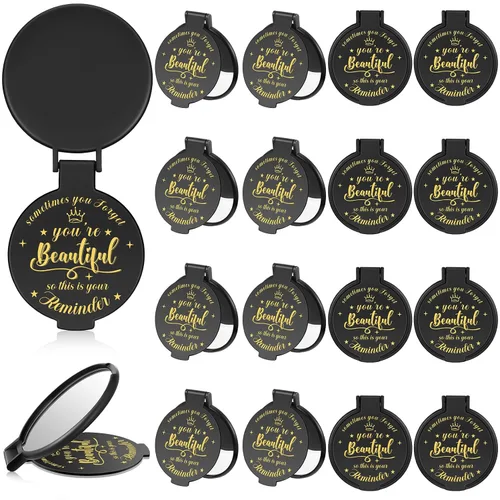 Miniatura 18 de 100 piezas de espejo compacto inspirador de 2.76 pulgadas a granel para mujeres, pequeños regalos de graduación, día de la madre, fiesta, bolso